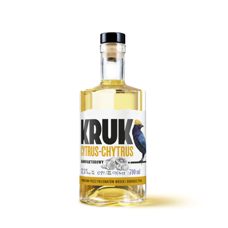 Kruk Cytrus-Chytrus 32,3% 0,7 L – likier cytrusowy z nutami grejpfruta, mandarynki i imbiru. Świeży, wytrawny i rzemieślniczy.