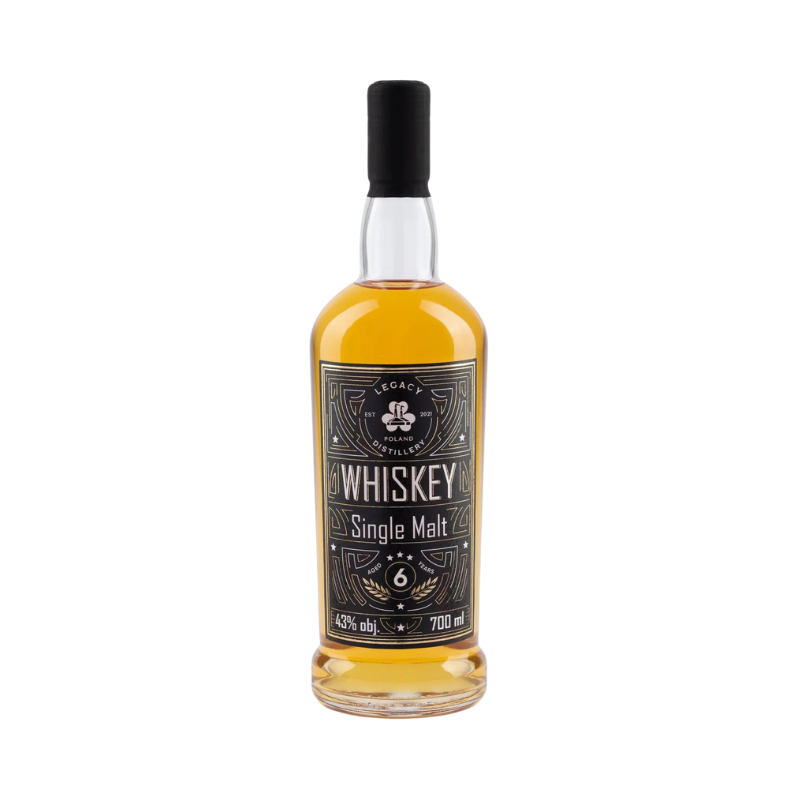 Legacy Whiskey Single Malt 6YO 43% 0,7 L – whisky dojrzewająca 6 lat w beczkach po bourbonie i sherry. Aromaty wanilii, miodu i orzechów.