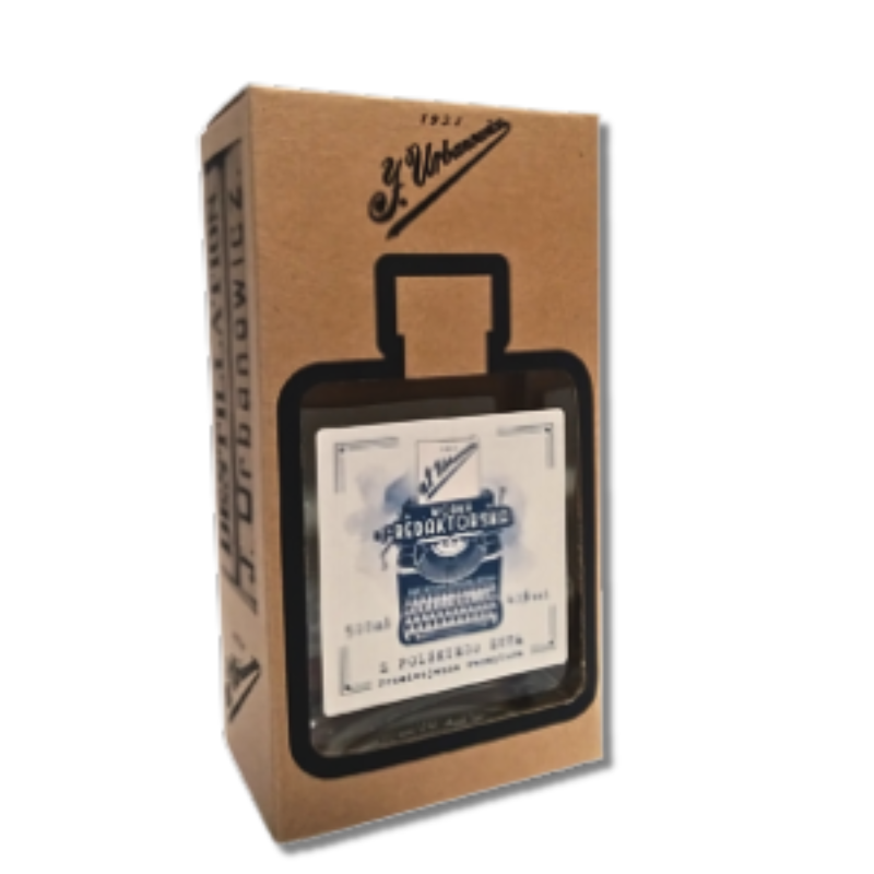 J. Urbanowicz Wódka Redaktorska 40% 0,5 L w kartoniku – elegancka polska wódka żytnia o czystym, łagodnym smaku, nagrodzona złotym medalem WSC 2022.