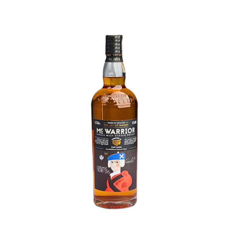 Mc Warrior McCallum Single Malt 43,5% 0,7 L – szkocka whisky z Highland finiszowana w beczkach po porto. Aromaty rodzynek, czekolady i cynamonu.