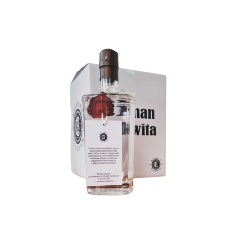 Butelka Okowity Ciechan 40% o pojemności 0,5l.