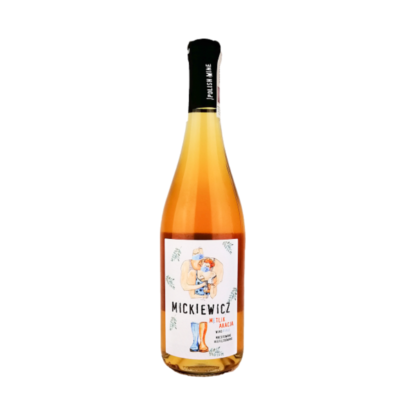 Winnica Mickiewicz Mętlik 12,5% 0,75 L – polskie pomarańczowe wino wytrawne o nutach miodu, jabłek i brzoskwini, taniczne i intensywnie kwasowe.
