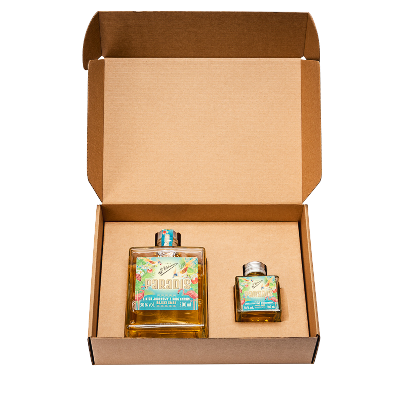 Likier Paradis zestaw prezentowy J. Urbanowicz 0,5L 0,1L jabłko rodzynki