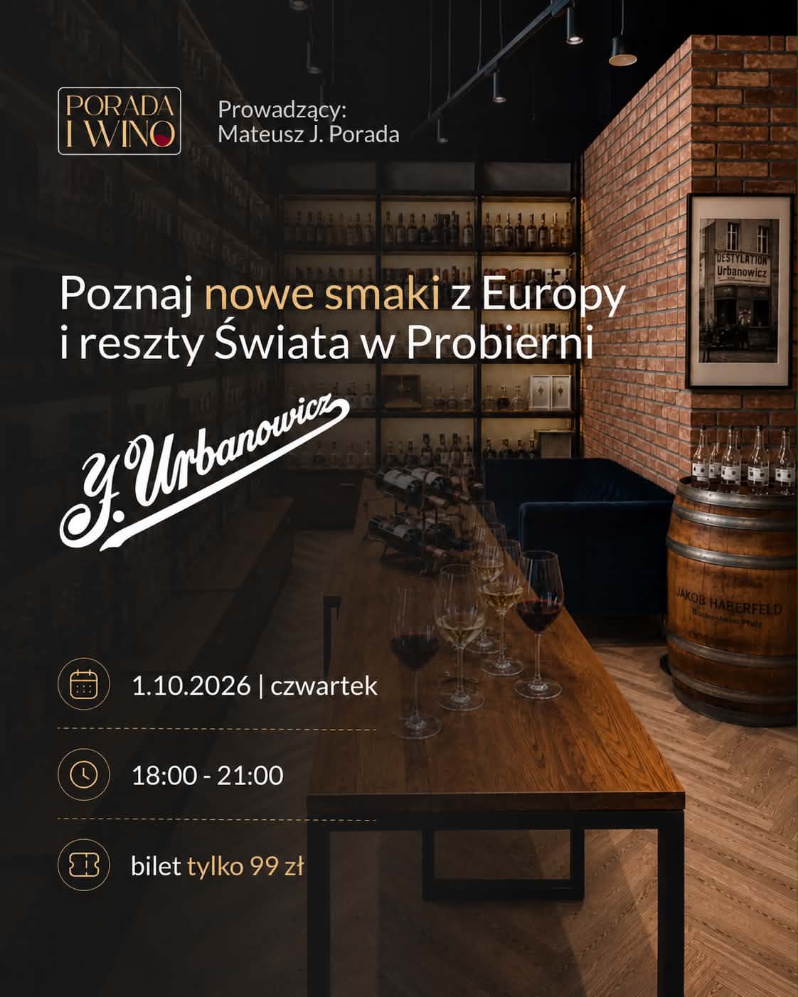 Mateusz J. Porada sommelier prowadzący degustację win w Warszawie