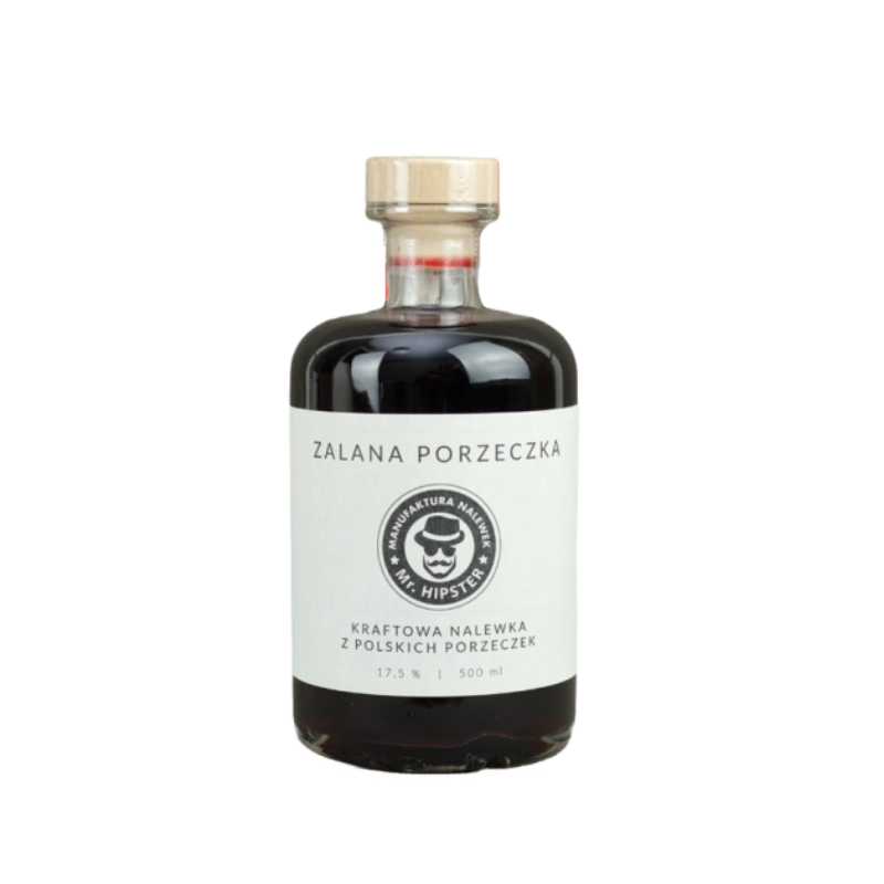 Butelka Zalana Porzeczka 17,5% 0,5 l – naturalna nalewka z czarnej porzeczki od Mr. Hipster.