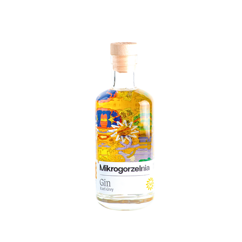 Mikrogorzelnia Gin Earl Grey 40% 0,5 L – rzemieślniczy polski gin o aromacie herbaty Earl Grey z nutami bergamotki, kolendry i chabrów.