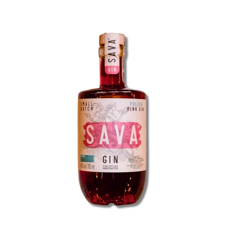 Sava Pink Gin 40% 0,7 L – wytrawny różowy gin z maliną, płatkami róży i miętą, o lekkim, owocowo-floralnym aromacie.