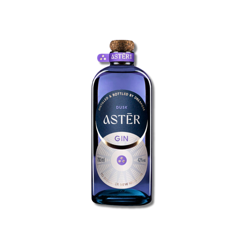 DUSK Aster Gin 42% 0,7 L – rzemieślniczy gin o tropikalnym profilu z yuzu, limonką kaffir, pieprzem Rue i nutą kokosa.
